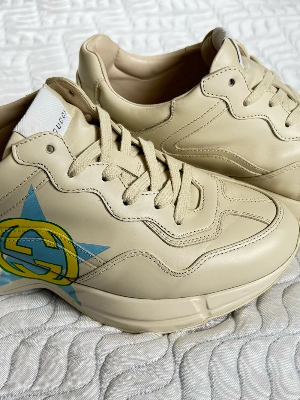 Gucci Rhyton Interlocking G Star Ivory Sneakers US 7 EU 40.5